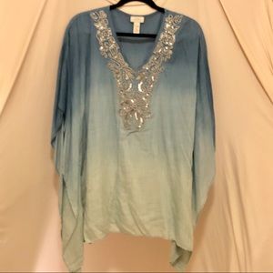 NWT Chico’s Top Poncho-Style Embellished Neckline